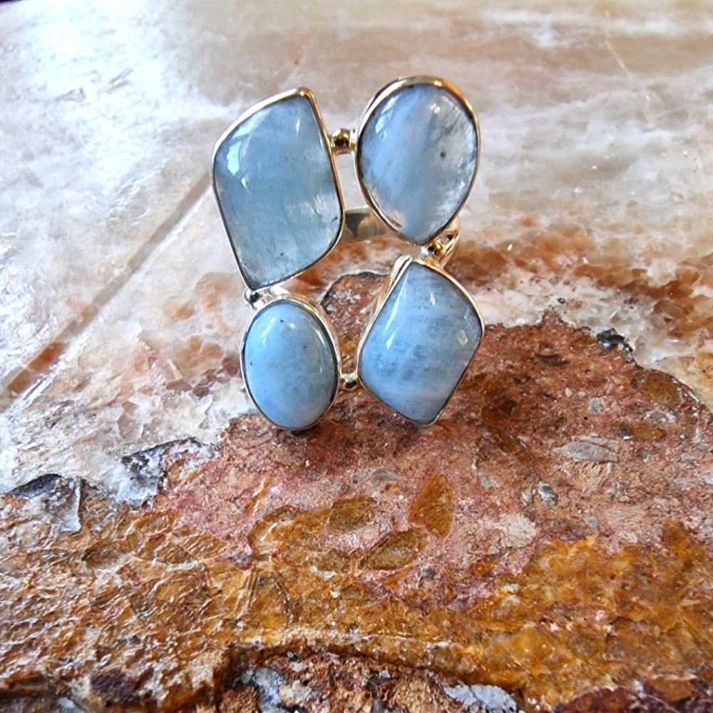 Sterling Silver Aquamarine Multi-Stone Ring